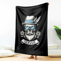 Bavarian Skull Servus Oktoberfest Throw Blanket Cool Alpine Hat Tyrolean German Tradition Style - Wonder Print Shop