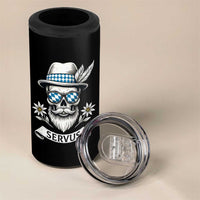 Bavarian Skull Servus Oktoberfest 4 in 1 Can Cooler Tumbler Cool Alpine Hat Tyrolean German Tradition Style - Wonder Print Shop