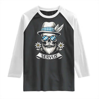 Bavarian Skull Servus Oktoberfest Raglan Shirt Cool Alpine Hat Tyrolean German Tradition Style - Wonder Print Shop