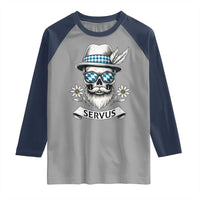 Bavarian Skull Servus Oktoberfest Raglan Shirt Cool Alpine Hat Tyrolean German Tradition Style - Wonder Print Shop