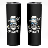Bavarian Skull Servus Oktoberfest Skinny Tumbler Cool Alpine Hat Tyrolean German Tradition Style - Wonder Print Shop