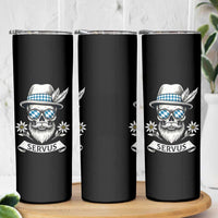 Bavarian Skull Servus Oktoberfest Skinny Tumbler Cool Alpine Hat Tyrolean German Tradition Style - Wonder Print Shop