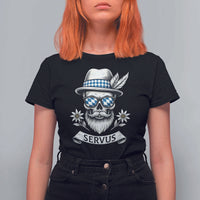 Bavarian Skull Servus Oktoberfest T Shirt For Women Cool Alpine Hat Tyrolean German Tradition Style - Wonder Print Shop