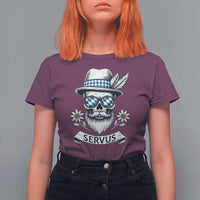 Bavarian Skull Servus Oktoberfest T Shirt For Women Cool Alpine Hat Tyrolean German Tradition Style - Wonder Print Shop