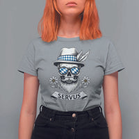 Bavarian Skull Servus Oktoberfest T Shirt For Women Cool Alpine Hat Tyrolean German Tradition Style - Wonder Print Shop