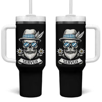 Bavarian Skull Servus Oktoberfest Tumbler With Handle Cool Alpine Hat Tyrolean German Tradition Style - Wonder Print Shop