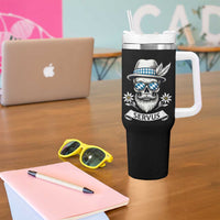 Bavarian Skull Servus Oktoberfest Tumbler With Handle Cool Alpine Hat Tyrolean German Tradition Style - Wonder Print Shop