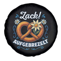 Zack Aufgebrezelt Oktoberfest Spare Tire Cover Funny Bavarian Pretzel Edelweiss Blue - Wonder Print Shop