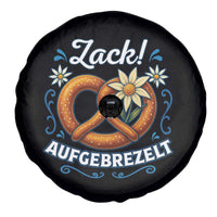 Zack Aufgebrezelt Oktoberfest Spare Tire Cover Funny Bavarian Pretzel Edelweiss Blue - Wonder Print Shop