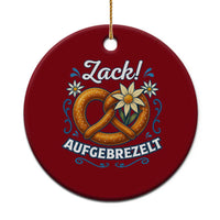 Zack Aufgebrezelt Oktoberfest Ceramic Ornament Funny Bavarian Pretzel Edelweiss Blue - Wonder Print Shop