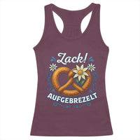 Zack Aufgebrezelt Oktoberfest Racerback Tank Top Funny Bavarian Pretzel Edelweiss Blue - Wonder Print Shop