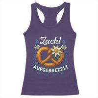 Zack Aufgebrezelt Oktoberfest Racerback Tank Top Funny Bavarian Pretzel Edelweiss Blue - Wonder Print Shop