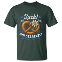 Zack Aufgebrezelt Oktoberfest T Shirt Funny Bavarian Pretzel Edelweiss Blue - Wonder Print Shop