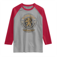 Oktoberfest Munchen Raglan Shirt Munich Vintage Round Emblem with Bavarian Lion - Wonder Print Shop