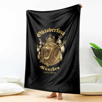 Oktoberfest Munchen Roaring Lion Throw Blanket Since 1810 Crown and Beer Weapon - Wonder Print Shop