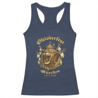 Oktoberfest Munchen Roaring Lion Racerback Tank Top Since 1810 Crown and Beer Weapon - Wonder Print Shop