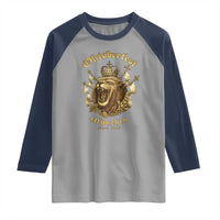Oktoberfest Munchen Roaring Lion Raglan Shirt Since 1810 Crown and Beer Weapon - Wonder Print Shop