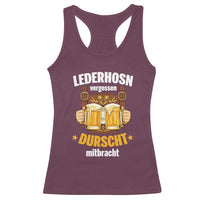 Funny Lederhosen Oktoberfest Beer Drinking Racerback Tank Top Lederhosn Vergessen Durscht Mitbracht - Wonder Print Shop