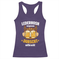 Funny Lederhosen Oktoberfest Beer Drinking Racerback Tank Top Lederhosn Vergessen Durscht Mitbracht - Wonder Print Shop