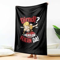Funny Oktoberfest Dab Girl Throw Blanket Dirndl I Bin Nur Zum Feiern Da Party - Wonder Print Shop