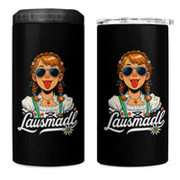 Funny Lausmadl Oktoberfest 4 in 1 Can Cooler Tumbler Bavarian Girl with Braids Sunnies and Sass - Wonder Print Shop