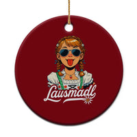Funny Lausmadl Oktoberfest Ceramic Ornament Bavarian Girl with Braids Sunnies and Sass - Wonder Print Shop