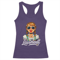 Funny Lausmadl Oktoberfest Racerback Tank Top Bavarian Girl with Braids Sunnies and Sass - Wonder Print Shop