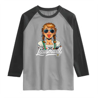 Funny Lausmadl Oktoberfest Raglan Shirt Bavarian Girl with Braids Sunnies and Sass - Wonder Print Shop