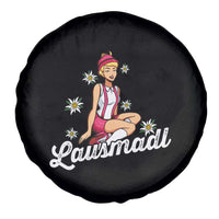 Bavarian Pin Up Girl Lausmadl Spare Tire Cover Oktoberfest Edelweiss Flowers - Wonder Print Shop