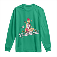Bavarian Pin Up Girl Lausmadl Long Sleeve Shirt Oktoberfest Edelweiss Flowers - Wonder Print Shop
