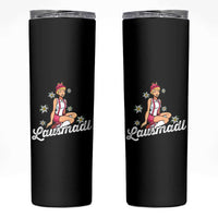 Bavarian Pin Up Girl Lausmadl Skinny Tumbler Oktoberfest Edelweiss Flowers - Wonder Print Shop