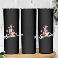 Bavarian Pin Up Girl Lausmadl Skinny Tumbler Oktoberfest Edelweiss Flowers - Wonder Print Shop