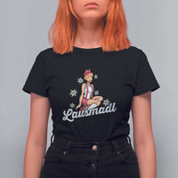 Bavarian Pin Up Girl Lausmadl T Shirt For Women Oktoberfest Edelweiss Flowers - Wonder Print Shop