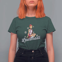Bavarian Pin Up Girl Lausmadl T Shirt For Women Oktoberfest Edelweiss Flowers - Wonder Print Shop