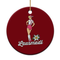 Retro Bavarian Pin Up Girl Lausmadl Ceramic Ornament Oktoberfest Edelweiss Flower - Wonder Print Shop