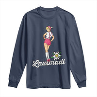 Retro Bavarian Pin Up Girl Lausmadl Long Sleeve Shirt Oktoberfest Edelweiss Flower - Wonder Print Shop