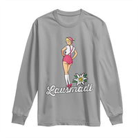 Retro Bavarian Pin Up Girl Lausmadl Long Sleeve Shirt Oktoberfest Edelweiss Flower - Wonder Print Shop