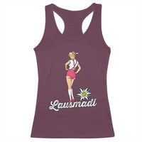 Retro Bavarian Pin Up Girl Lausmadl Racerback Tank Top Oktoberfest Edelweiss Flower - Wonder Print Shop