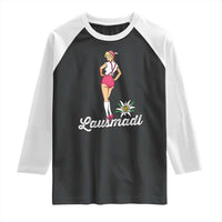 Retro Bavarian Pin Up Girl Lausmadl Raglan Shirt Oktoberfest Edelweiss Flower - Wonder Print Shop