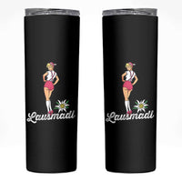 Retro Bavarian Pin Up Girl Lausmadl Skinny Tumbler Oktoberfest Edelweiss Flower - Wonder Print Shop