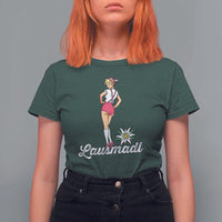 Retro Bavarian Pin Up Girl Lausmadl T Shirt For Women Oktoberfest Edelweiss Flower - Wonder Print Shop