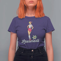 Retro Bavarian Pin Up Girl Lausmadl T Shirt For Women Oktoberfest Edelweiss Flower - Wonder Print Shop
