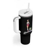 Retro Bavarian Pin Up Girl Lausmadl Tumbler With Handle Oktoberfest Edelweiss Flower - Wonder Print Shop
