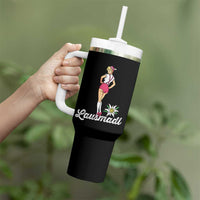 Retro Bavarian Pin Up Girl Lausmadl Tumbler With Handle Oktoberfest Edelweiss Flower - Wonder Print Shop