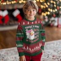 Christmas Pink Santa Ugly Christmas Sweater Theres Some Hos In This House Retro Xmas Vibe - Wonder Print Shop