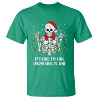 Christmas Skeleton T Shirt It's Fine I'm Fine Everything Is Fine Xmas Light Funny - Wonder Print Shop