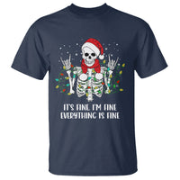 Christmas Skeleton T Shirt It's Fine I'm Fine Everything Is Fine Xmas Light Funny - Wonder Print Shop