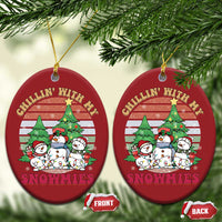 Chrismas Snowman Christmas Ornament Chillin' With My Snowmies Retro Xmas Vibe - Wonder Print Shop