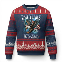 250 Years of American Freedom Ugly Christmas Sweater Bald Eagle USA Flag 1776 to 2026 Patriotic - Wonder Print Shop