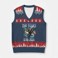 250 Years of American Freedom V-Neck Knit Sweater Vest Bald Eagle USA Flag 1776 to 2026 Patriotic - Wonder Print Shop